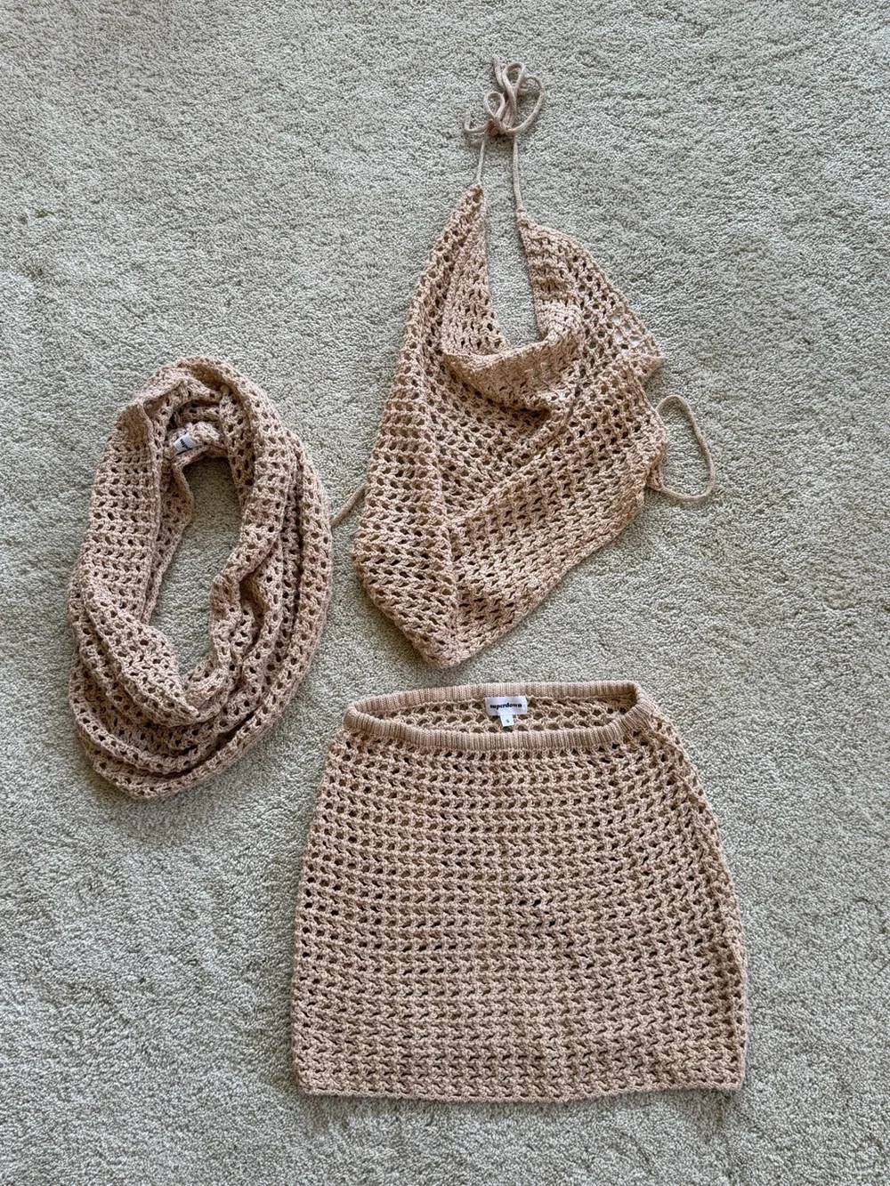 superdown Braelyn Knit Skirt Set Natural Beige Revolve Small - Picture 4 of 7